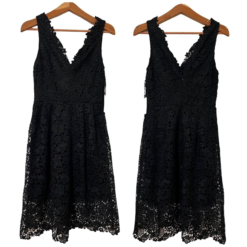 ASTR‎ the Label Lace Fit & Flare Cocktail Midi Dress Size L Black Event Wedding